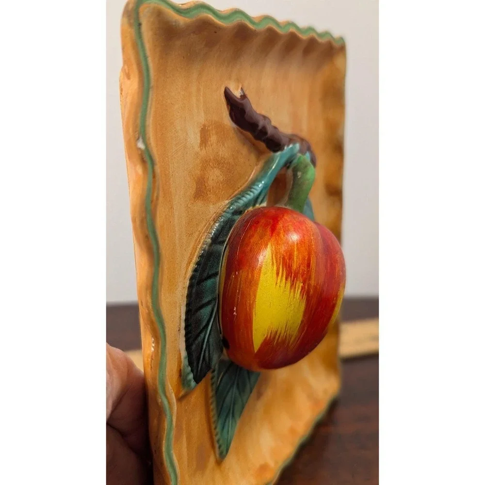 Vintage Napco Japan Ceramic Apple Wall Plaque 3D Fruit Kitchen Decor K3283